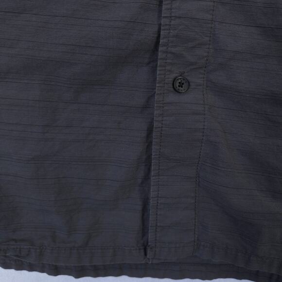 Howe Shirt Mens Large Gray Striped Short Sleeve Cuban Collar Button Up Casual - Picture 10 of 10